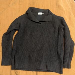 Blu Ivy Black Turtleneck Sweater with Ribbed Knit and Relaxed Fit